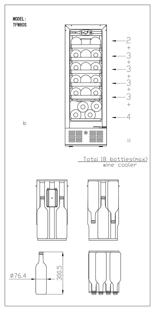 Шкаф винный tefcold tfw375f дверь без рамы