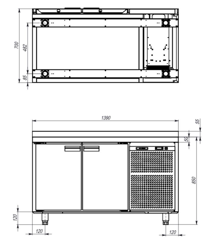 Стол с охлажд шкафом hicold gn11 tn o