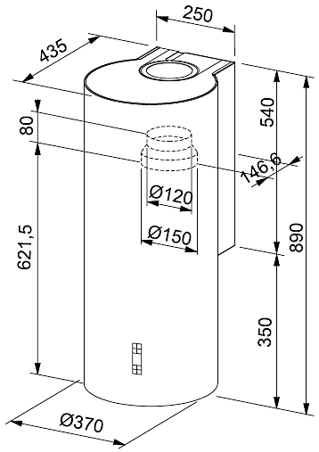 Вытяжка цилиндрическая для кухни размеры