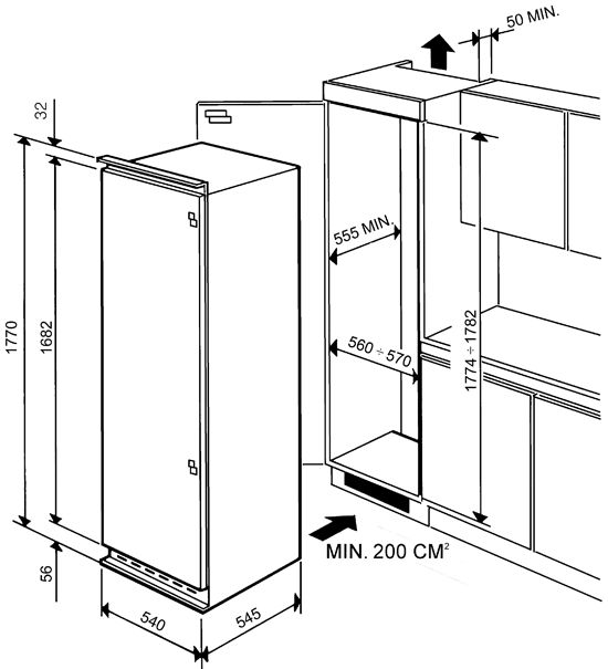 Ширина шкафа под холодильник
